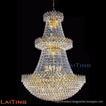 Large pendant light fixtures vintage crystal chandelier for lobby 62051